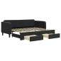 vidaXL Tagesbett Ausziehbar mit Schubladen Schwarz 90x200 cm Samt vidaXL Tagesbett Ausziehbar mit Schubladen Schwarz 90x200 cm Samt