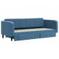 vidaXL Tagesbett mit Rollbett und Schubladen Blau 90x200 cm Samt vidaXL Tagesbett mit Rollbett und Schubladen Blau 90x200 cm Samt