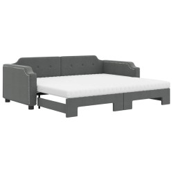 vidaXL Tagesbett Ausziehbar mit Matratzen Dunkelgrau 90x190 cm Stoff