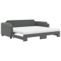 vidaXL Tagesbett Ausziehbar mit Matratzen Dunkelgrau 90x190 cm Stoff vidaXL Tagesbett Ausziehbar mit Matratzen Dunkelgrau 90x190 cm Stoff
