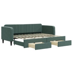vidaXL Tagesbett Ausziehbar mit Schubladen Dunkelgrün 80x200 cm Samt