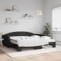 vidaXL Tagesbett Ausziehbar mit Matratzen Schwarz 100x200 cm Stoff vidaXL Tagesbett Ausziehbar mit Matratzen Schwarz 100x200 cm Stoff