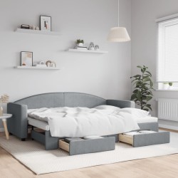 vidaXL Tagesbett Ausziehbar mit Schubladen Hellgrau 80x200 cm Stoff