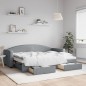 vidaXL Tagesbett Ausziehbar mit Schubladen Hellgrau 80x200 cm Stoff vidaXL Tagesbett Ausziehbar mit Schubladen Hellgrau 80x200 cm Stoff