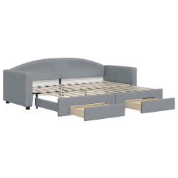 vidaXL Tagesbett Ausziehbar mit Schubladen Hellgrau 80x200 cm Stoff