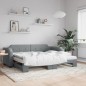 vidaXL Tagesbett Ausziehbar mit Matratze Hellgrau 80x200 cm Stoff vidaXL Tagesbett Ausziehbar mit Matratze Hellgrau 80x200 cm Stoff