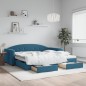 vidaXL Tagesbett Ausziehbar mit Schubladen Blau 100x200 cm Samt vidaXL Tagesbett Ausziehbar mit Schubladen Blau 100x200 cm Samt