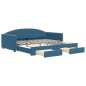 vidaXL Tagesbett Ausziehbar mit Schubladen Blau 100x200 cm Samt vidaXL Tagesbett Ausziehbar mit Schubladen Blau 100x200 cm Samt