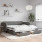 vidaXL Tagesbett Ausziehbar mit Schubladen Dunkelgrau 100x200 cm Stoff vidaXL Tagesbett Ausziehbar mit Schubladen Dunkelgrau 100x200 cm Stoff