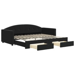 vidaXL Tagesbett Ausziehbar mit Schubladen Schwarz 90x200 cm Samt