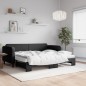 vidaXL Tagesbett Ausziehbar mit Matratzen Schwarz 90x190 cm Stoff vidaXL Tagesbett Ausziehbar mit Matratzen Schwarz 90x190 cm Stoff