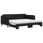 vidaXL Tagesbett Ausziehbar mit Matratzen Schwarz 90x190 cm Stoff vidaXL Tagesbett Ausziehbar mit Matratzen Schwarz 90x190 cm Stoff