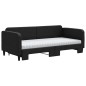 vidaXL Tagesbett Ausziehbar mit Matratzen Schwarz 90x190 cm Stoff vidaXL Tagesbett Ausziehbar mit Matratzen Schwarz 90x190 cm Stoff