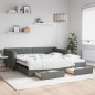 vidaXL Tagesbett Ausziehbar mit Schubladen Dunkelgrau 100x200 cm Stoff vidaXL Tagesbett Ausziehbar mit Schubladen Dunkelgrau 100x200 cm Stoff