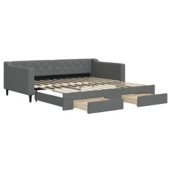vidaXL Tagesbett Ausziehbar mit Schubladen Dunkelgrau 100x200 cm Stoff