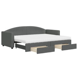 vidaXL Tagesbett Ausziehbar mit Schubladen Dunkelgrau 80x200 cm Stoff