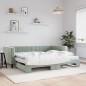 vidaXL Tagesbett Ausziehbar mit Matratzen Hellgrau 90x190 cm Samt vidaXL Tagesbett Ausziehbar mit Matratzen Hellgrau 90x190 cm Samt
