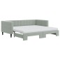 vidaXL Tagesbett Ausziehbar mit Matratzen Hellgrau 90x190 cm Samt vidaXL Tagesbett Ausziehbar mit Matratzen Hellgrau 90x190 cm Samt