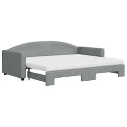 vidaXL Tagesbett Ausziehbar mit Matratze Hellgrau 90x200 cm Stoff