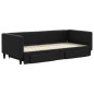 vidaXL Tagesbett Ausziehbar mit Schubladen Schwarz 90x200 cm Stoff vidaXL Tagesbett Ausziehbar mit Schubladen Schwarz 90x200 cm Stoff