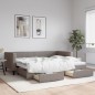 vidaXL Tagesbett Ausziehbar mit Schubladen Taupe 90x200 cm Stoff vidaXL Tagesbett Ausziehbar mit Schubladen Taupe 90x200 cm Stoff