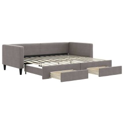 vidaXL Tagesbett Ausziehbar mit Schubladen Taupe 90x200 cm Stoff