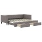 vidaXL Tagesbett Ausziehbar mit Schubladen Taupe 90x200 cm Stoff vidaXL Tagesbett Ausziehbar mit Schubladen Taupe 90x200 cm Stoff
