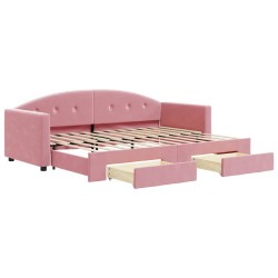 vidaXL Tagesbett Ausziehbar mit Schubladen Rosa 80x200 cm Samt