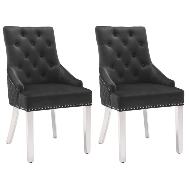 Esszimmerstühle 2 Stk. Schwarz Samt Esszimmerstühle 2 Stk. Schwarz Samt