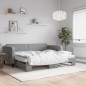 vidaXL Tagesbett Ausziehbar mit Matratze Hellgrau 90x190 cm Stoff vidaXL Tagesbett Ausziehbar mit Matratze Hellgrau 90x190 cm Stoff