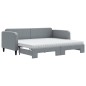 vidaXL Tagesbett Ausziehbar mit Matratze Hellgrau 90x190 cm Stoff vidaXL Tagesbett Ausziehbar mit Matratze Hellgrau 90x190 cm Stoff