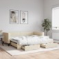 vidaXL Tagesbett Ausziehbar mit Schubladen Creme 100x200 cm Stoff vidaXL Tagesbett Ausziehbar mit Schubladen Creme 100x200 cm Stoff