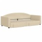 vidaXL Tagesbett Ausziehbar mit Schubladen Creme 90x200 cm Stoff vidaXL Tagesbett Ausziehbar mit Schubladen Creme 90x200 cm Stoff