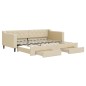 vidaXL Tagesbett Ausziehbar mit Schubladen Creme 90x200 cm Stoff vidaXL Tagesbett Ausziehbar mit Schubladen Creme 90x200 cm Stoff