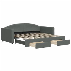 vidaXL Tagesbett Ausziehbar mit Schubladen Dunkelgrau 90x190 cm Stoff