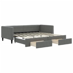 vidaXL Tagesbett Ausziehbar mit Schubladen Dunkelgrau 90x190 cm Stoff