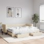 vidaXL Tagesbett Ausziehbar mit Schubladen Creme 80x200 cm Stoff vidaXL Tagesbett Ausziehbar mit Schubladen Creme 80x200 cm Stoff