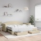 vidaXL Tagesbett Ausziehbar mit Schubladen Creme 100x200 cm Stoff vidaXL Tagesbett Ausziehbar mit Schubladen Creme 100x200 cm Stoff