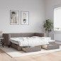 vidaXL Tagesbett Ausziehbar mit Schubladen Taupe 100x200 cm Stoff vidaXL Tagesbett Ausziehbar mit Schubladen Taupe 100x200 cm Stoff