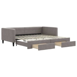 vidaXL Tagesbett Ausziehbar mit Schubladen Taupe 100x200 cm Stoff