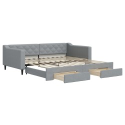 vidaXL Tagesbett Ausziehbar mit Schubladen Hellgrau 100x200 cm Stoff