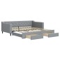 vidaXL Tagesbett Ausziehbar mit Schubladen Hellgrau 100x200 cm Stoff vidaXL Tagesbett Ausziehbar mit Schubladen Hellgrau 100x200 cm Stoff