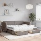 vidaXL Tagesbett Ausziehbar mit Schubladen Taupe 80x200 cm Stoff vidaXL Tagesbett Ausziehbar mit Schubladen Taupe 80x200 cm Stoff