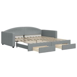 vidaXL Tagesbett Ausziehbar mit Schubladen Hellgrau 100x200 cm Stoff