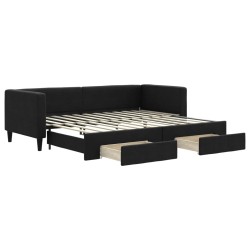 vidaXL Tagesbett Ausziehbar mit Schubladen Schwarz 80x200 cm Stoff