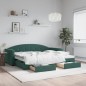 vidaXL Tagesbett Ausziehbar mit Schubladen Dunkelgrün 90x200 cm Samt vidaXL Tagesbett Ausziehbar mit Schubladen Dunkelgrün 90x200 cm Samt