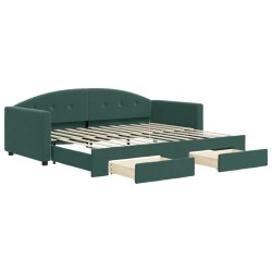 vidaXL Tagesbett Ausziehbar mit Schubladen Dunkelgrün 90x200 cm Samt