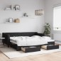 vidaXL Tagesbett Ausziehbar mit Schubladen Schwarz 90x200 cm Stoff vidaXL Tagesbett Ausziehbar mit Schubladen Schwarz 90x200 cm Stoff