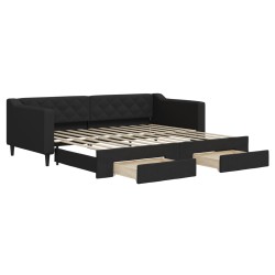 vidaXL Tagesbett Ausziehbar mit Schubladen Schwarz 90x200 cm Stoff