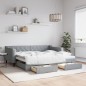 vidaXL Tagesbett Ausziehbar mit Schubladen Hellgrau 90x190 cm Stoff vidaXL Tagesbett Ausziehbar mit Schubladen Hellgrau 90x190 cm Stoff